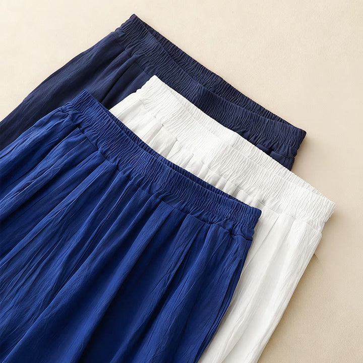 Pantalon harem femme Buddha Stones Commute, couleur unie, taille élastique, coton, longueur 7-8, avec poches - image 14