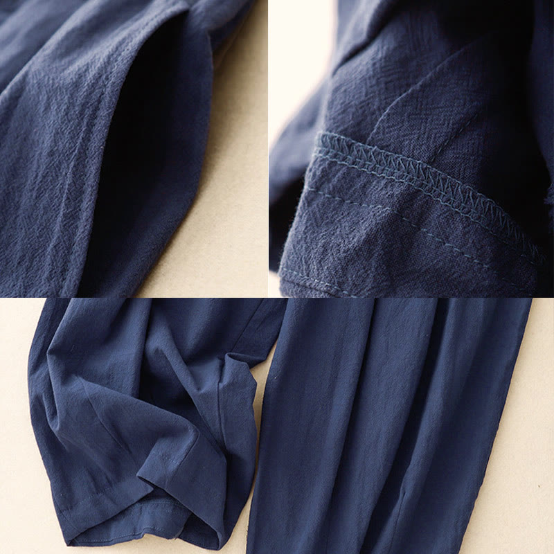 Pantalon harem femme Buddha Stones Commute, couleur unie, taille élastique, coton, longueur 7-8, avec poches - image 2