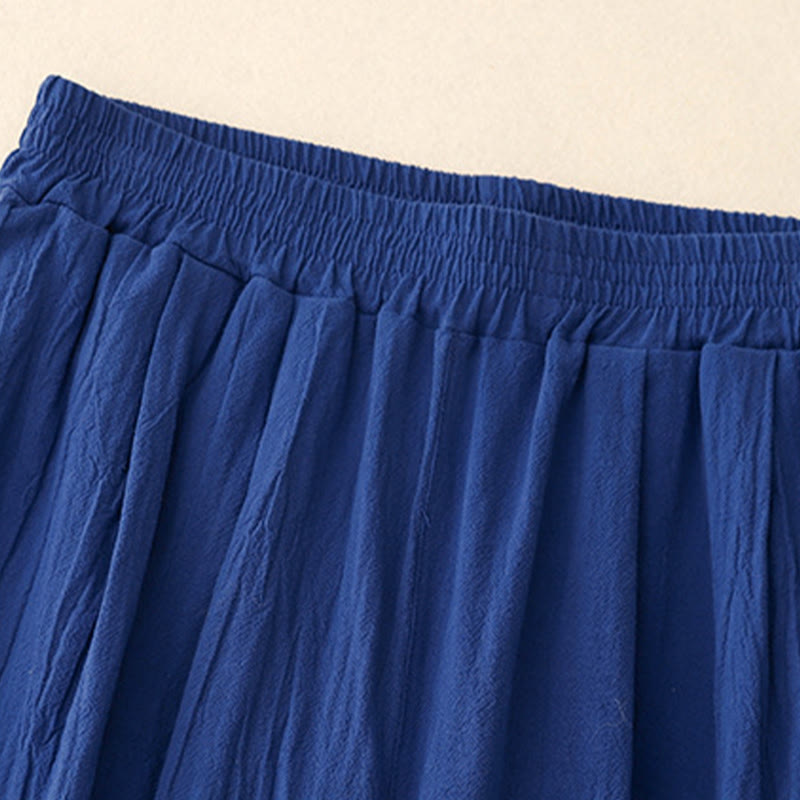 Pantalon harem femme Buddha Stones Commute, couleur unie, taille élastique, coton, longueur 7-8, avec poches - image 5