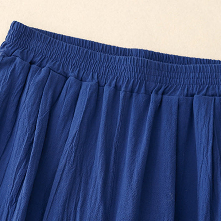 Pantalon harem femme Buddha Stones Commute, couleur unie, taille élastique, coton, longueur 7-8, avec poches - image 5