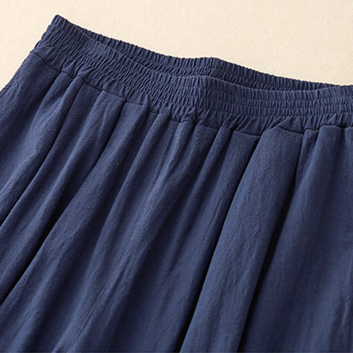 Pantalon harem femme Buddha Stones Commute, couleur unie, taille élastique, coton, longueur 7-8, avec poches - image 1