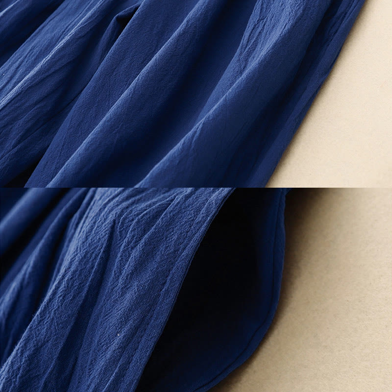 Pantalon harem femme Buddha Stones Commute, couleur unie, taille élastique, coton, longueur 7-8, avec poches - image 8