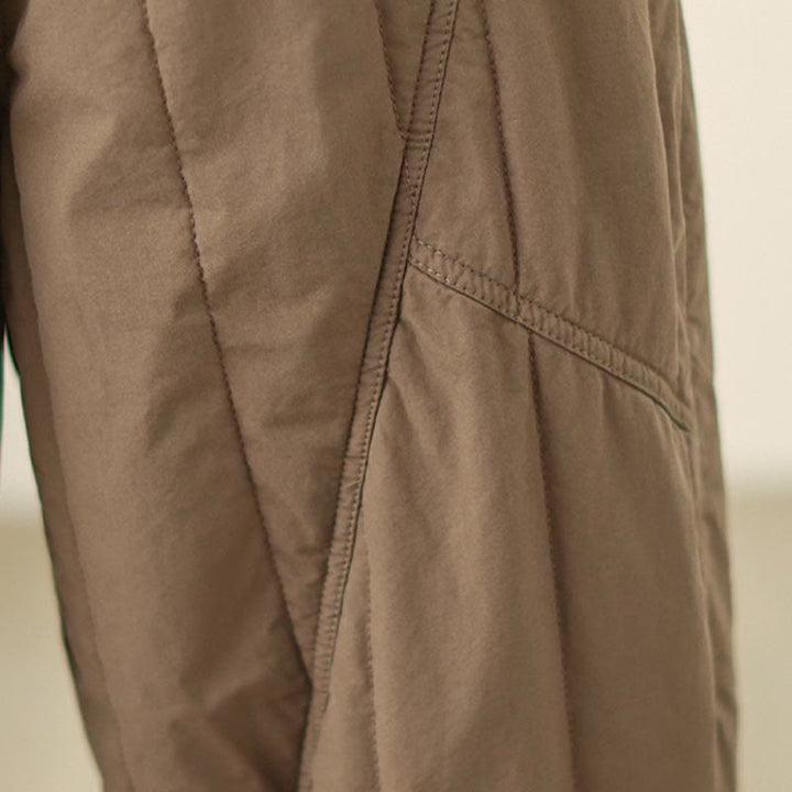Pantalon harem thermique à taille haute en coton uni Buddha Stones pour femme, avec poches et poches - image 18