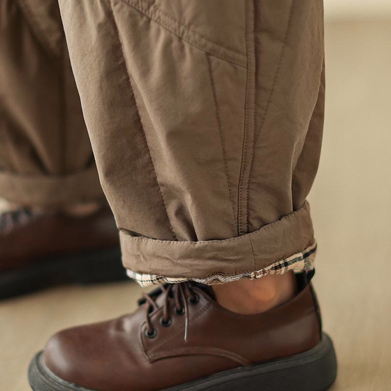 Pantalon harem thermique à taille haute en coton uni Buddha Stones pour femme, avec poches et poches - image 19