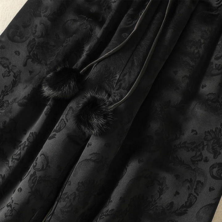 Pantalon thermique épais à taille haute et jambes larges pour femme, motif jacquard de Buddha Stones, avec poches - image 15