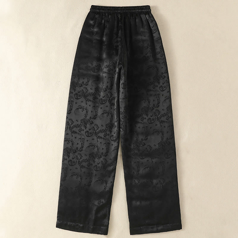 Pantalon thermique épais à taille haute et jambes larges pour femme, motif jacquard de Buddha Stones, avec poches - image 11