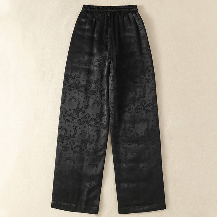 Pantalon thermique épais à taille haute et jambes larges pour femme, motif jacquard de Buddha Stones, avec poches - image 11