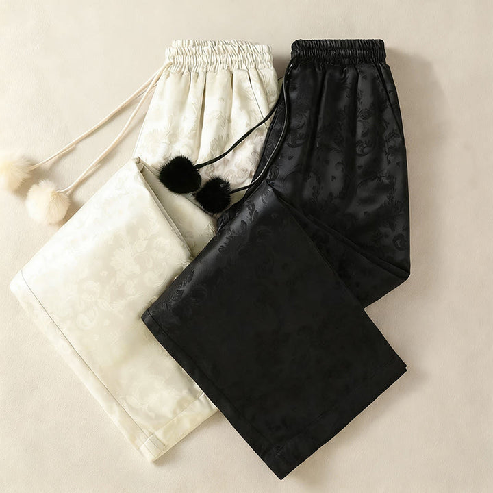 Pantalon thermique épais à taille haute et jambes larges pour femme, motif jacquard de Buddha Stones, avec poches - image 18