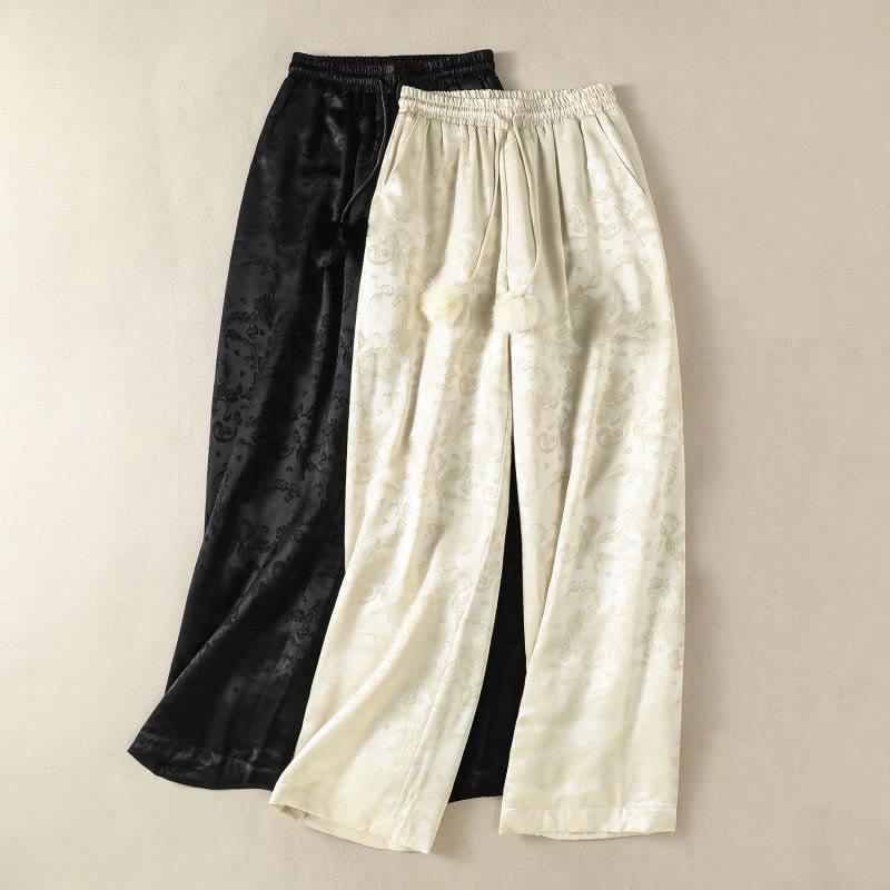 Pantalon thermique épais à taille haute et jambes larges pour femme, motif jacquard de Buddha Stones, avec poches - image 17