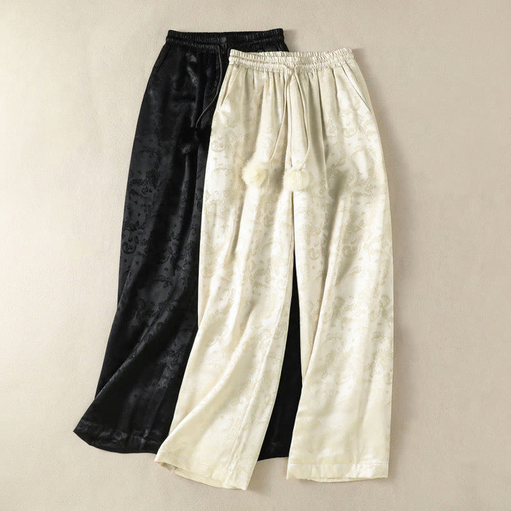 Pantalon thermique épais à taille haute et jambes larges pour femme, motif jacquard de Buddha Stones, avec poches - image 17