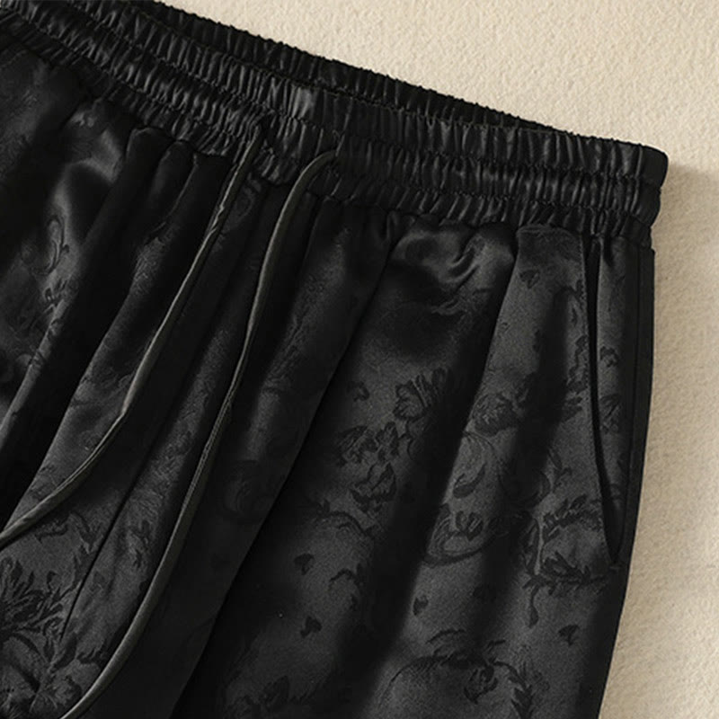 Pantalon thermique épais à taille haute et jambes larges pour femme, motif jacquard de Buddha Stones, avec poches - image 14