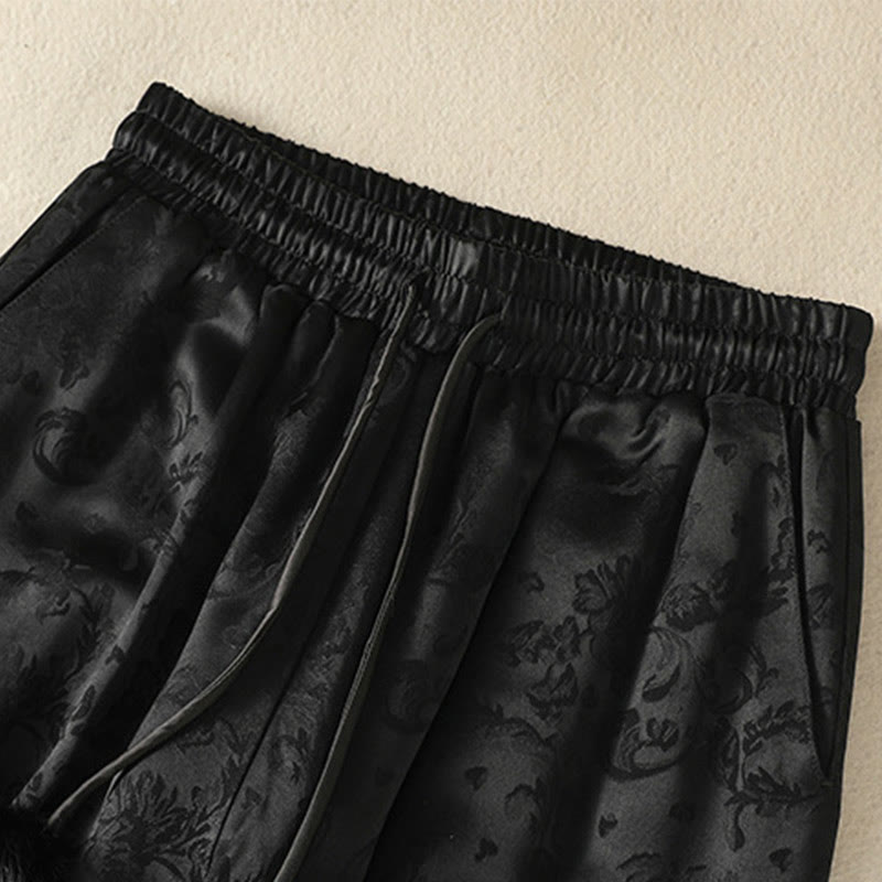 Pantalon thermique épais à taille haute et jambes larges pour femme, motif jacquard de Buddha Stones, avec poches - image 12