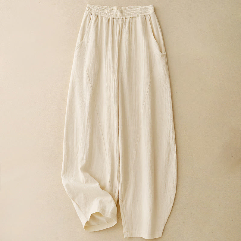 Pantalon large pour femme avec poches, motif patchwork uni couleur automne Buddha Stones - image 0