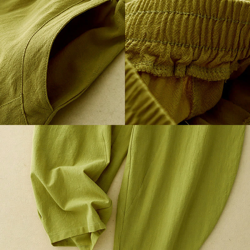 Pantalon large pour femme avec poches, motif patchwork uni couleur automne Buddha Stones - image 9