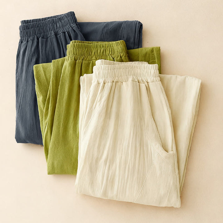 Pantalon large pour femme avec poches, motif patchwork uni couleur automne Buddha Stones - image 14