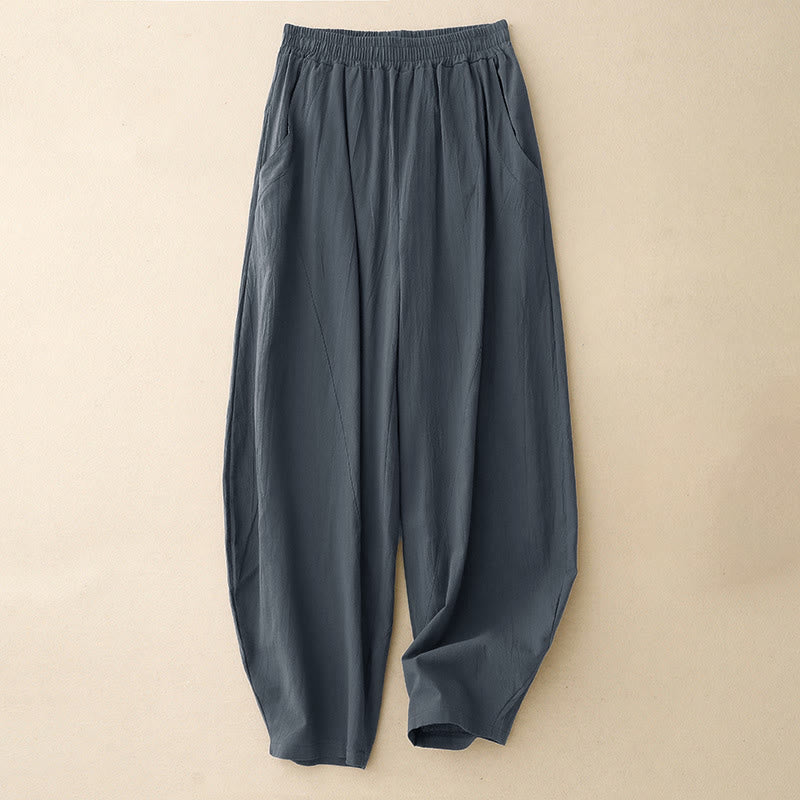 Pantalon large pour femme avec poches, motif patchwork uni couleur automne Buddha Stones - Gris ardoise - US8-10，UK/AU12-14，EU40-42 (2XL) - image 10