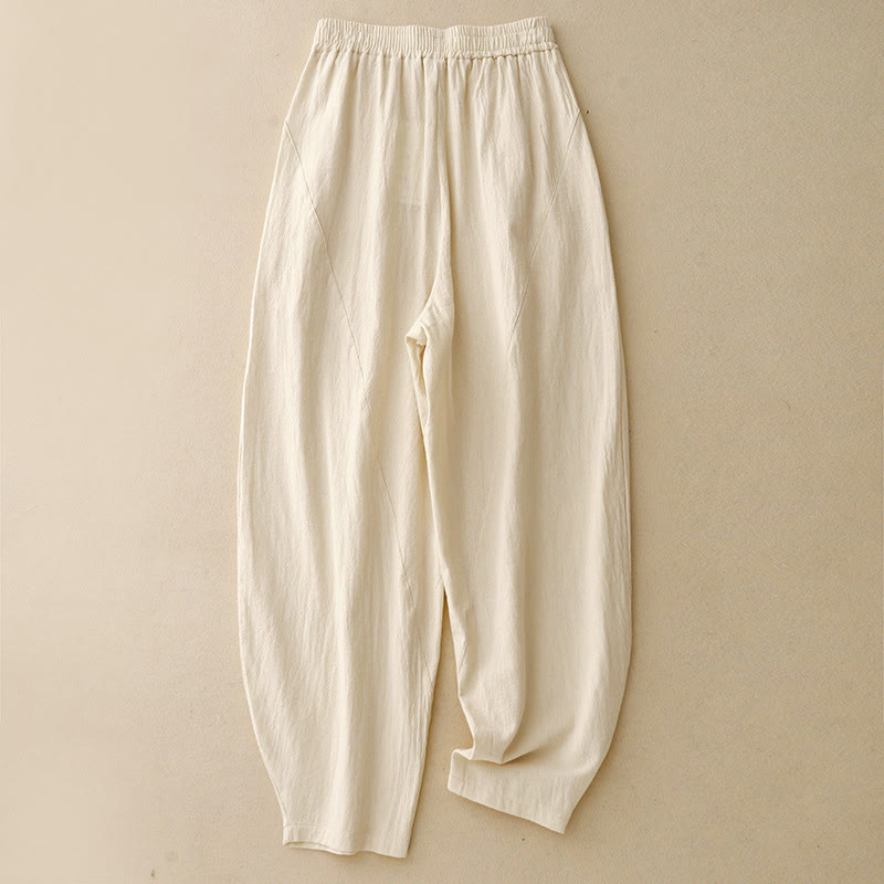 Pantalon large pour femme avec poches, motif patchwork uni couleur automne Buddha Stones - Beige - US8-10，UK/AU12-14，EU40-42 (2XL) - image 1