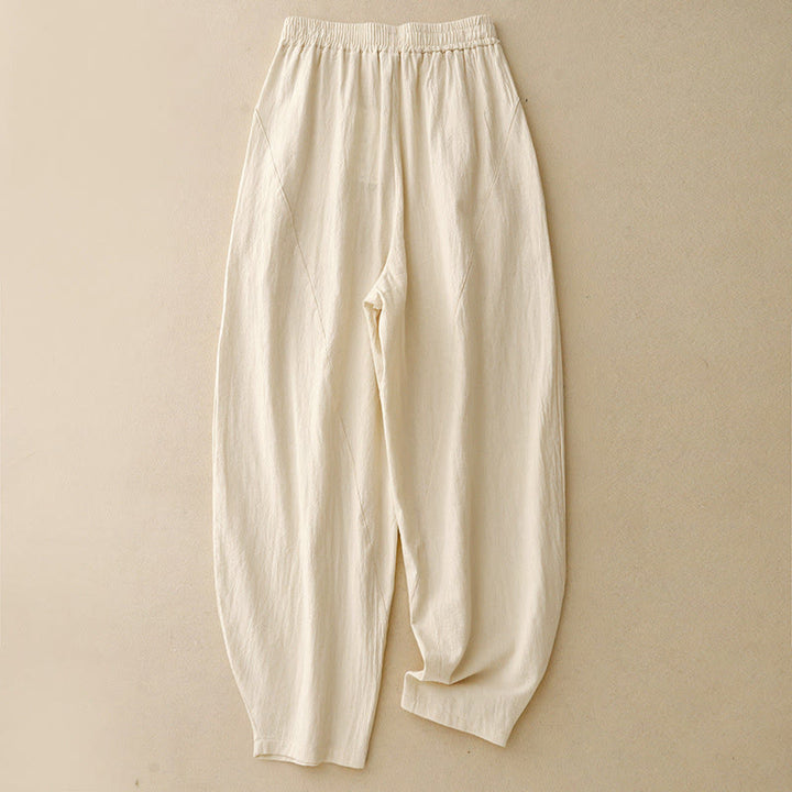 Pantalon large pour femme avec poches, motif patchwork uni couleur automne Buddha Stones - Beige - US8-10，UK/AU12-14，EU40-42 (2XL) - image 1