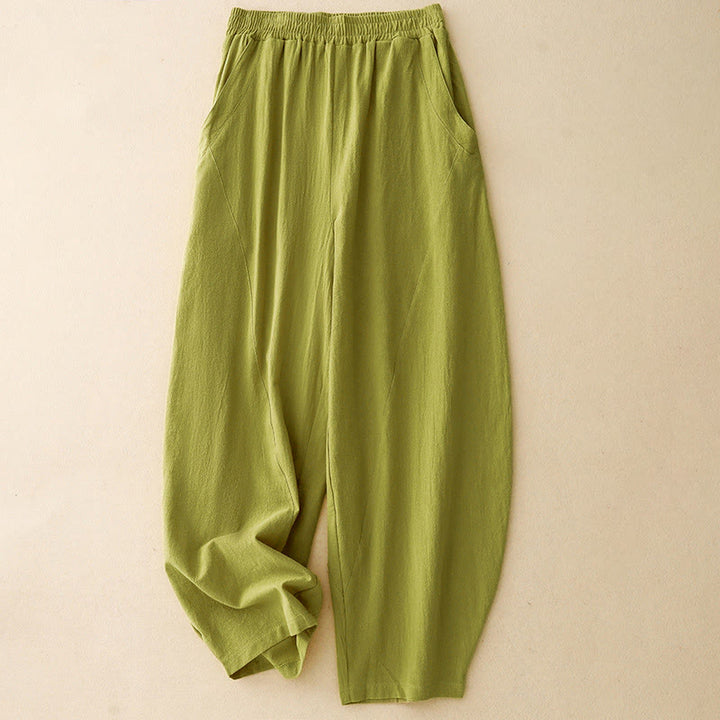 Pantalon large pour femme avec poches, motif patchwork uni couleur automne Buddha Stones - JauneVert - US8-10，UK/AU12-14，EU40-42 (2XL) - image 7