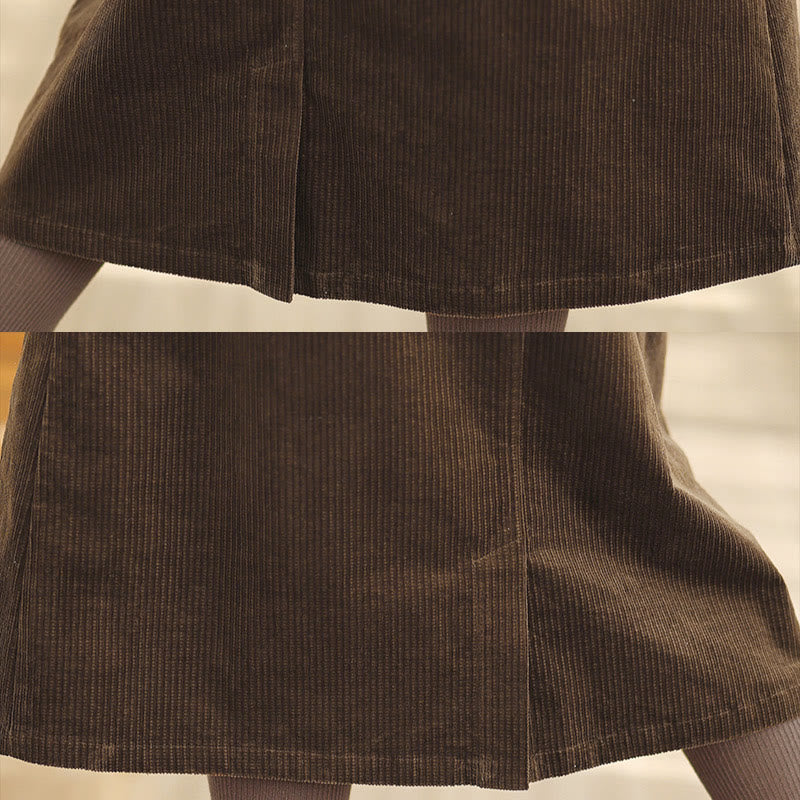 Jupe en velours côtelé pour femme, longueur 7-8, couleur unie, taille élastique, avec poches , Buddha Stones - image 7