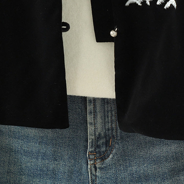 Gilet sans manches pour femme avec motif de broderie de fleurs blanches et de Buddha Stones - image 13