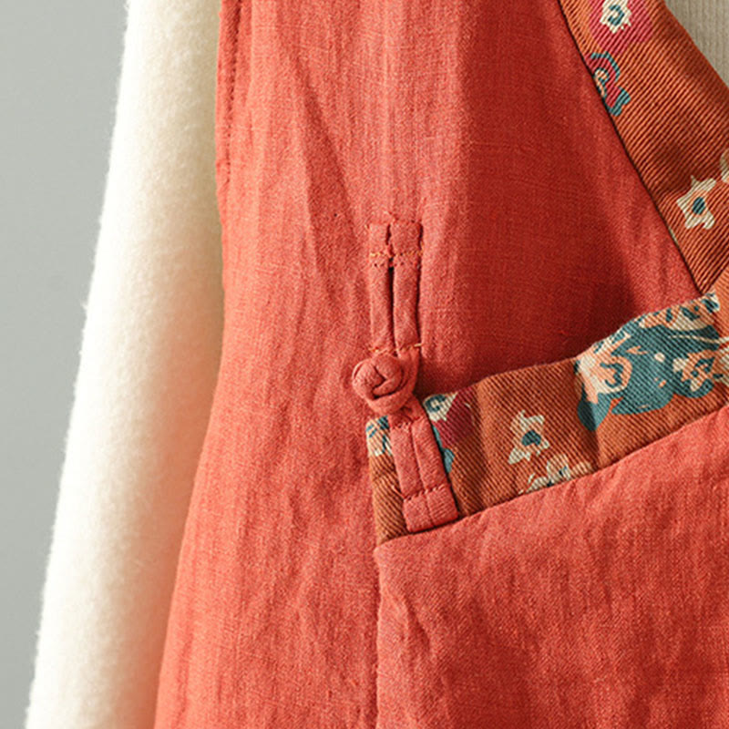 Gilet sans manches pour femme, motif fleurs et Buddha Stones , col en V, fermeture à brandebourgs - image 9