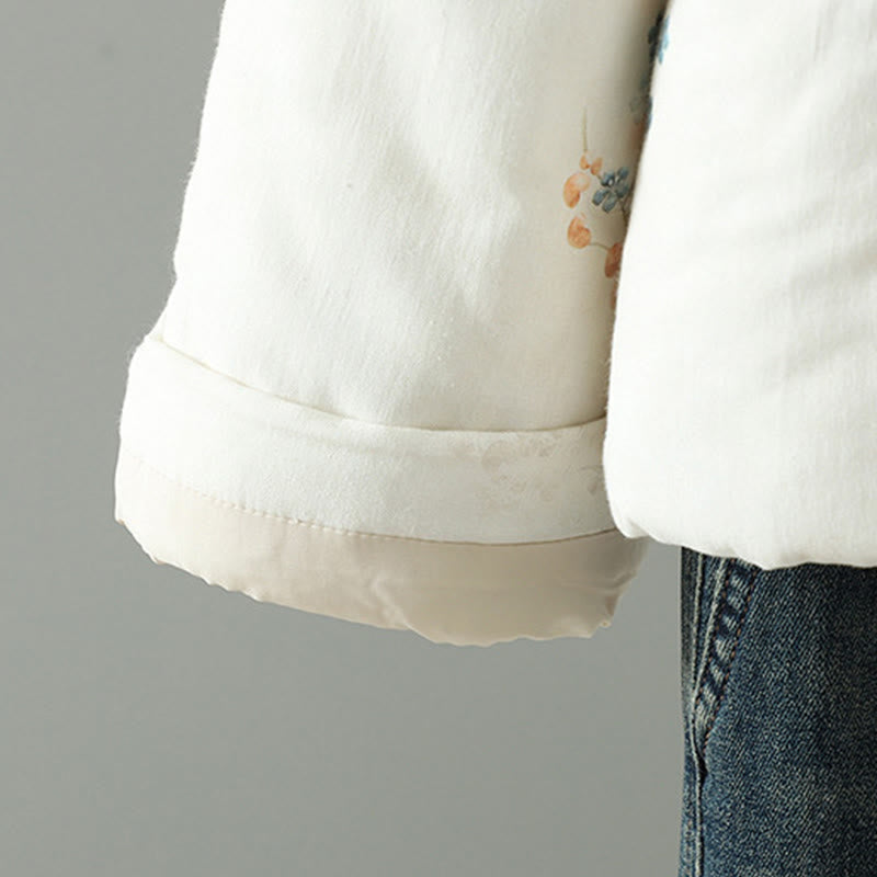 Veste thermique à manches longues pour femme Buddha Stones, motif fleur bleue et boutons grenouille. - image 5