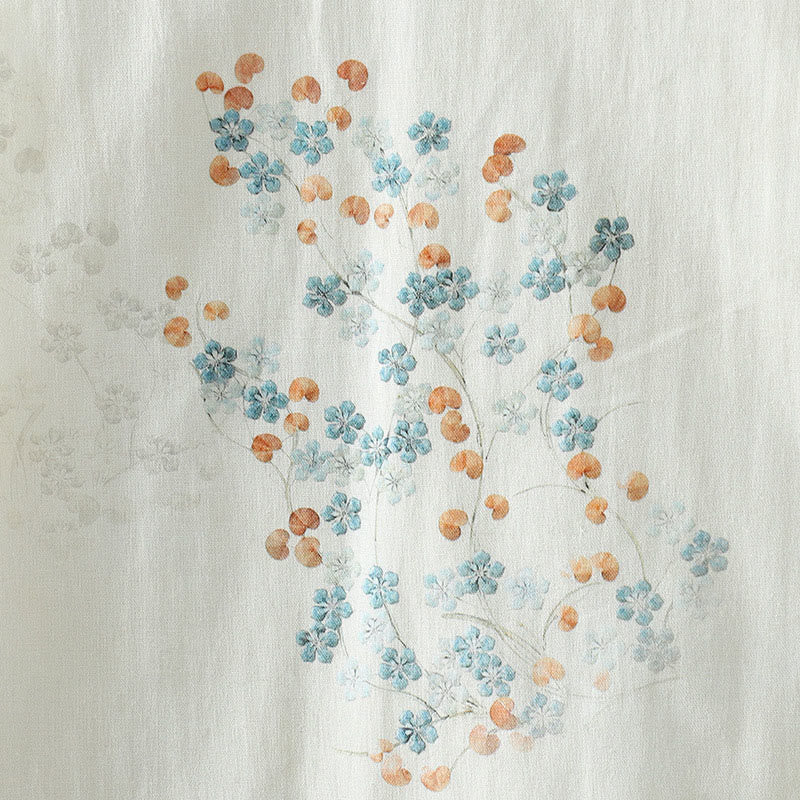 Veste thermique à manches longues pour femme Buddha Stones, motif fleur bleue et boutons grenouille. - image 9