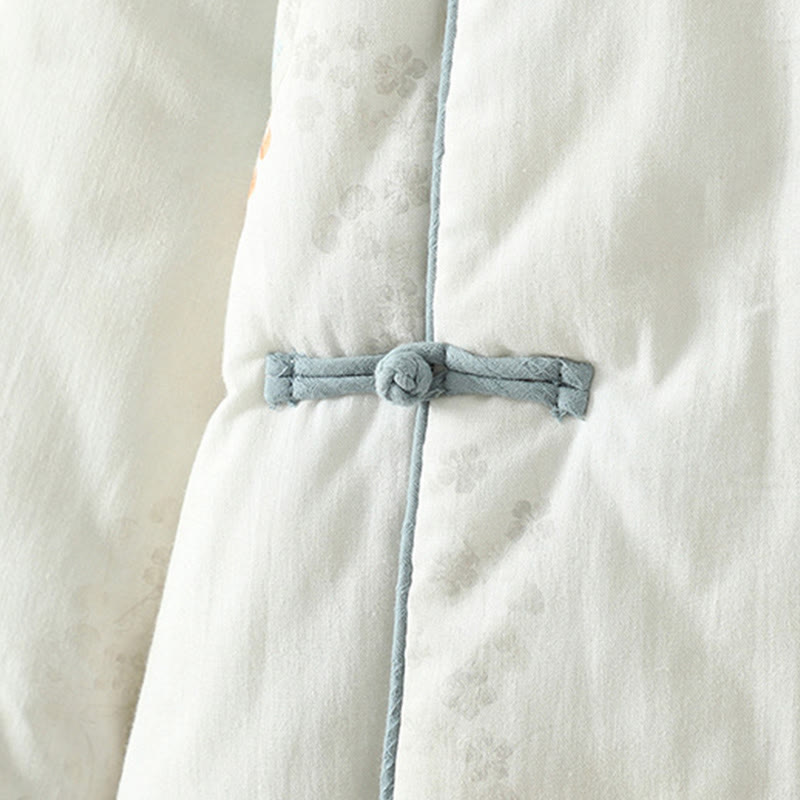 Veste thermique à manches longues pour femme Buddha Stones, motif fleur bleue et boutons grenouille. - image 7