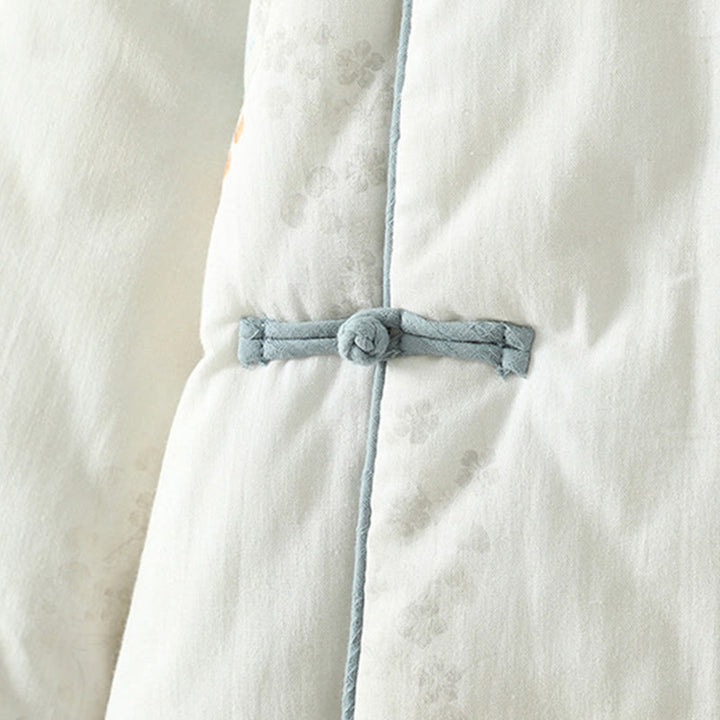 Veste thermique à manches longues pour femme Buddha Stones, motif fleur bleue et boutons grenouille. - image 7