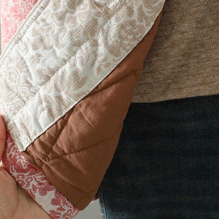 Veste thermique à manches longues pour femme Buddha Stones, ornée de pivoines, avec boutons grenouille et poches. - image 7