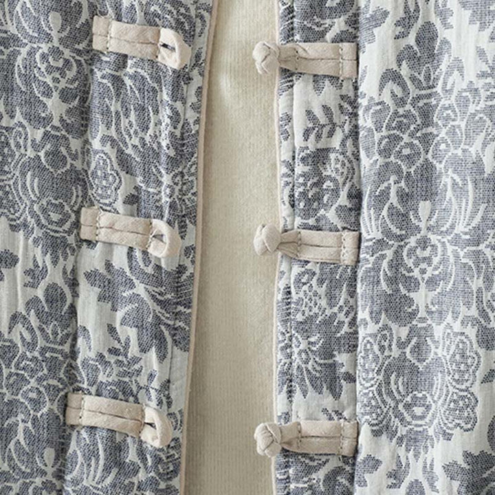 Veste thermique à manches longues pour femme Buddha Stones, ornée de pivoines, avec boutons grenouille et poches. - image 24