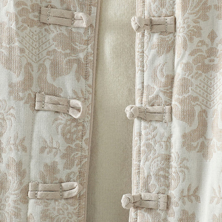 Veste thermique à manches longues pour femme Buddha Stones, ornée de pivoines, avec boutons grenouille et poches. - image 18