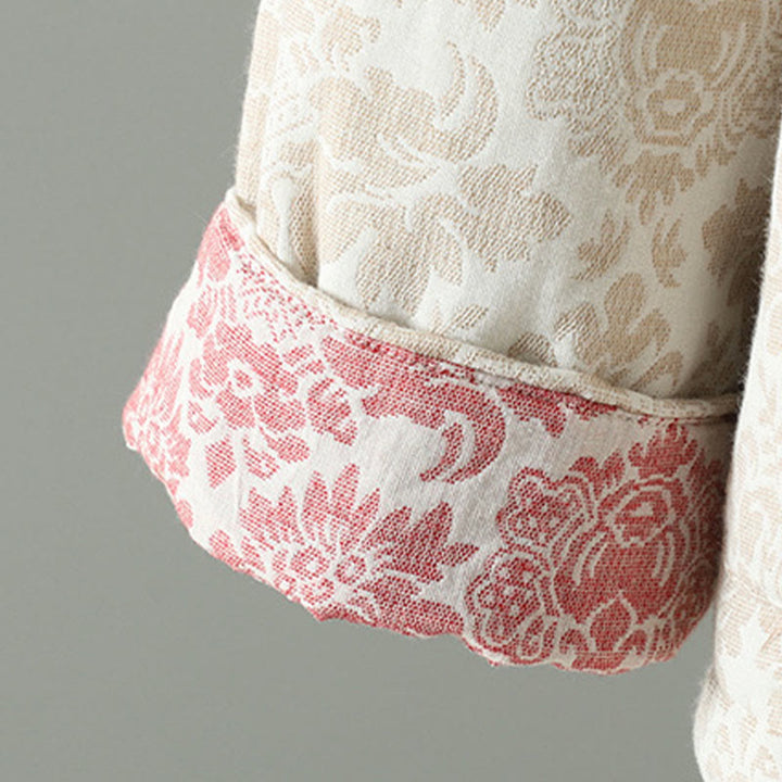 Veste thermique à manches longues pour femme Buddha Stones, ornée de pivoines, avec boutons grenouille et poches. - image 16