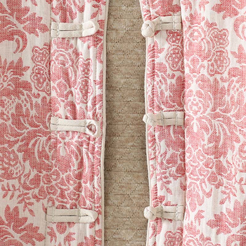 Veste thermique à manches longues pour femme Buddha Stones, ornée de pivoines, avec boutons grenouille et poches. - image 6