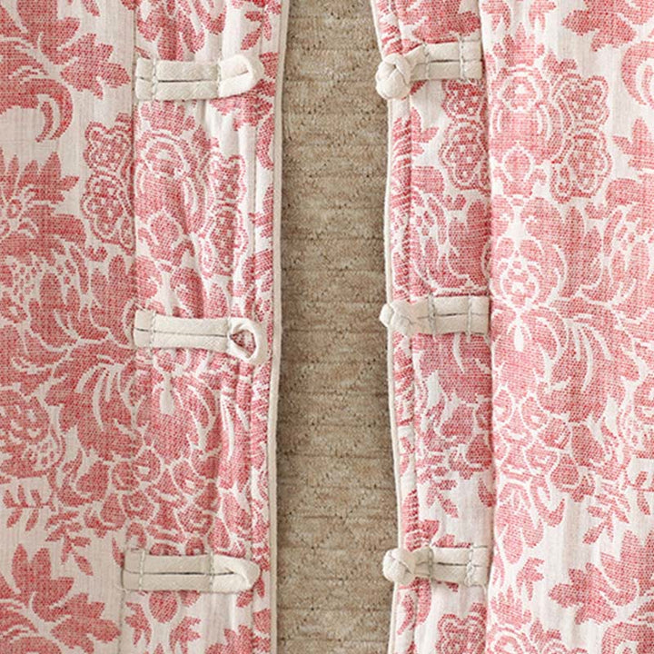 Veste thermique à manches longues pour femme Buddha Stones, ornée de pivoines, avec boutons grenouille et poches. - image 6