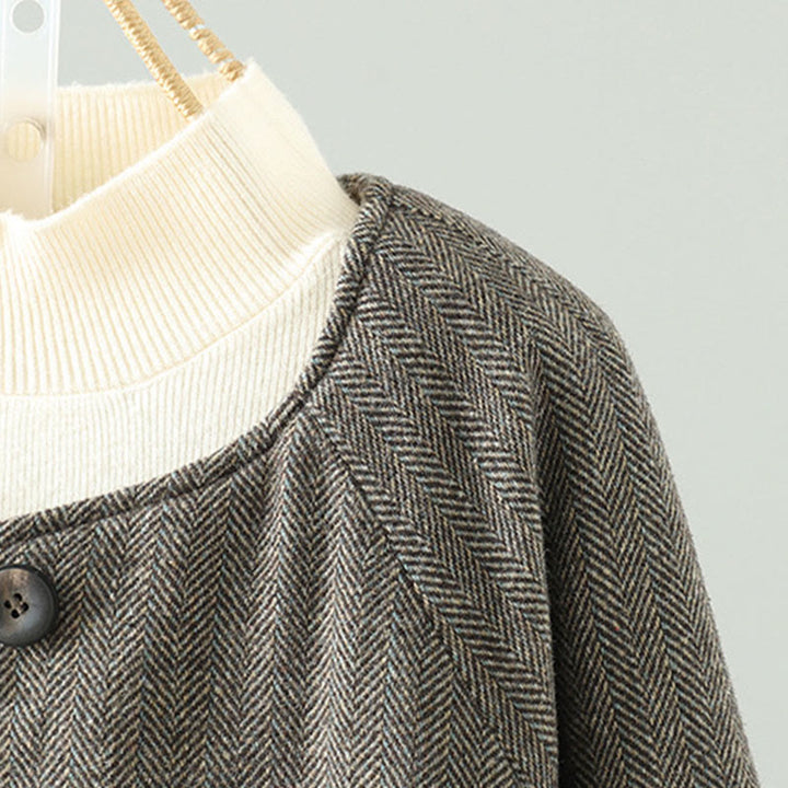 Veste thermique à manches longues pour femme Buddha Stones, avec boutons marron et poches - image 3