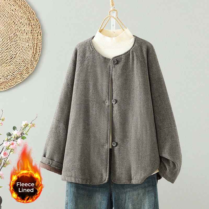 Veste thermique à manches longues pour femme Buddha Stones, avec boutons marron et poches - Tanné - US12，UK/AU16，EU44 (2XL) - image 0