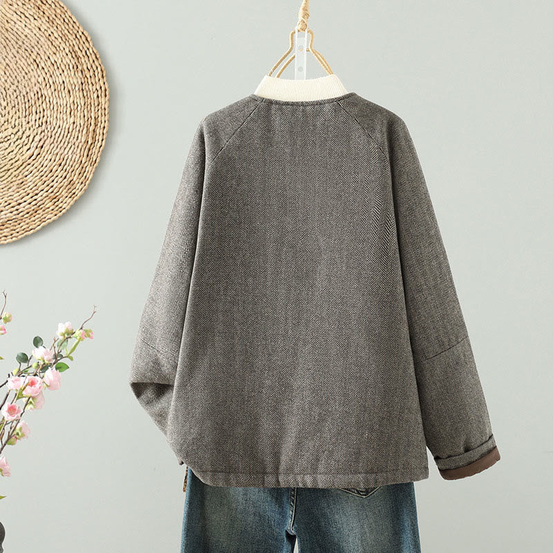 Veste thermique à manches longues pour femme Buddha Stones, avec boutons marron et poches - image 1