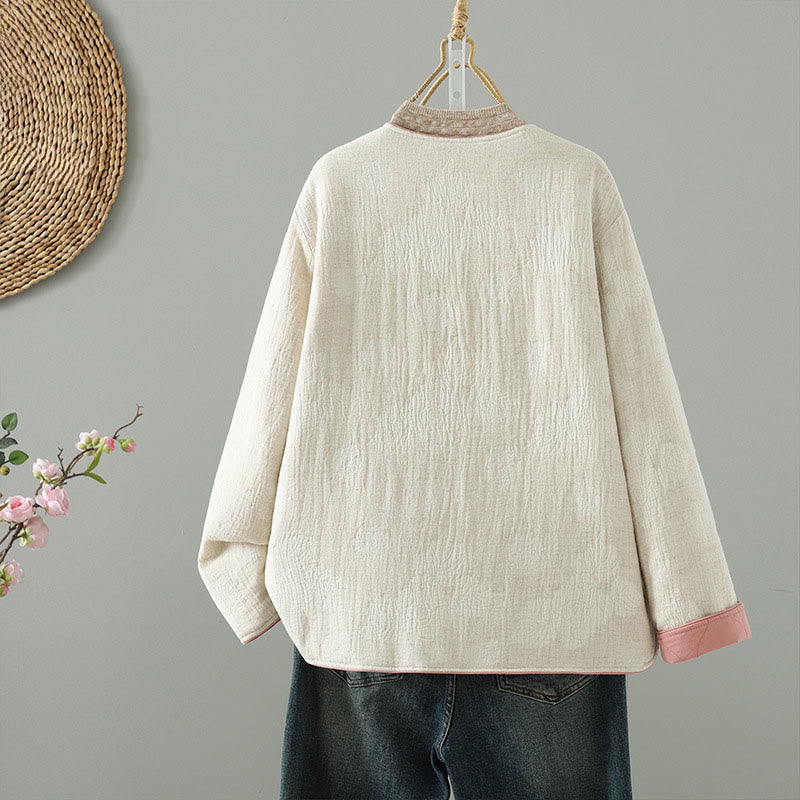 Veste thermique beige à manches longues et poches pour femme Buddha Stones - image 1