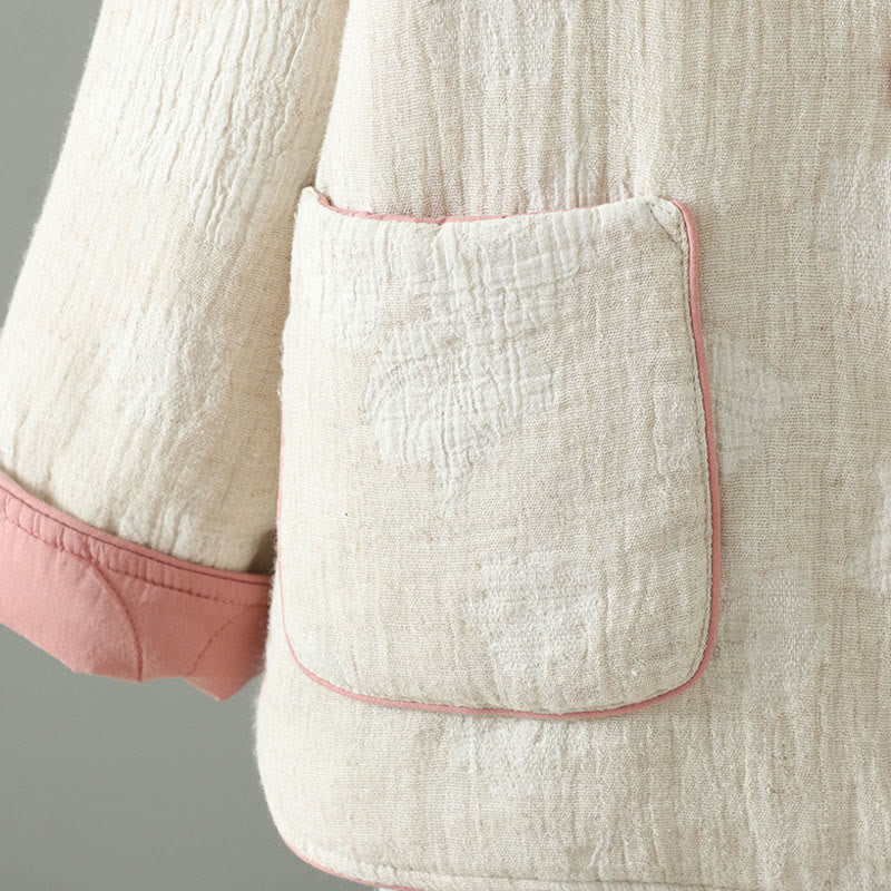 Veste thermique beige à manches longues et poches pour femme Buddha Stones - image 5