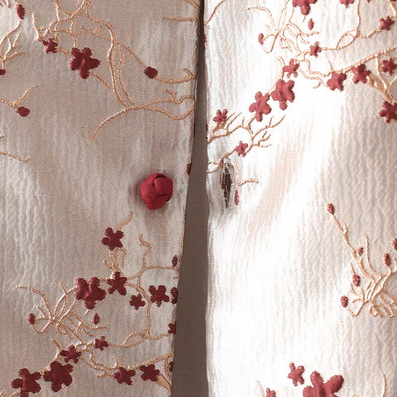 Veste thermique à manches longues pour femme avec poches, ornée de Buddha Stones, de fleurs rouges et de boutons en forme de vigne. - image 5