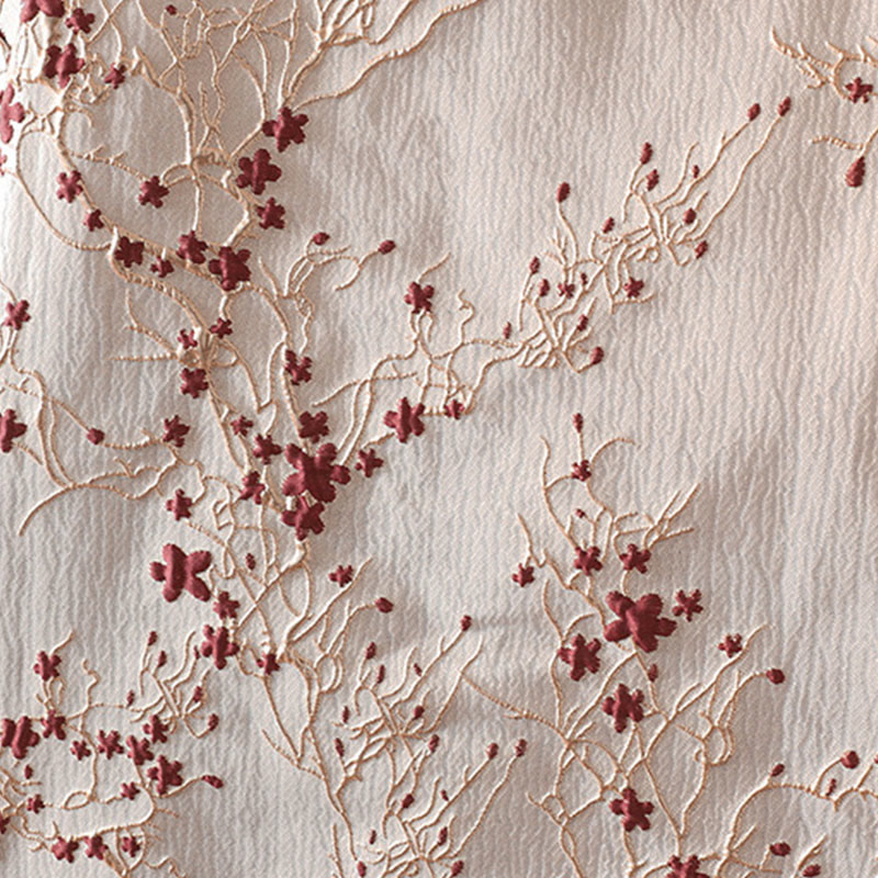 Veste thermique à manches longues pour femme avec poches, ornée de Buddha Stones, de fleurs rouges et de boutons en forme de vigne. - image 10