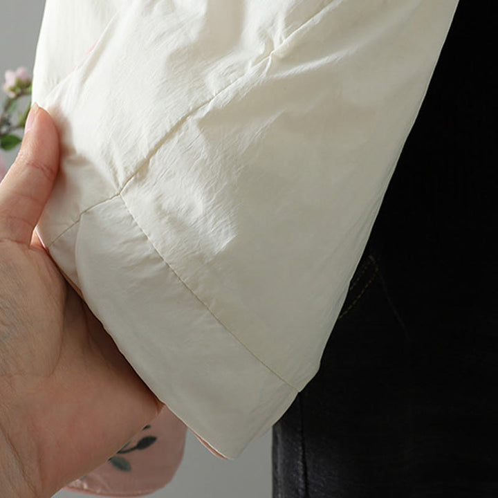 Veste thermique femme à manches longues avec poches, broderie de fleurs de pêcher et Buddha Stones - image 21