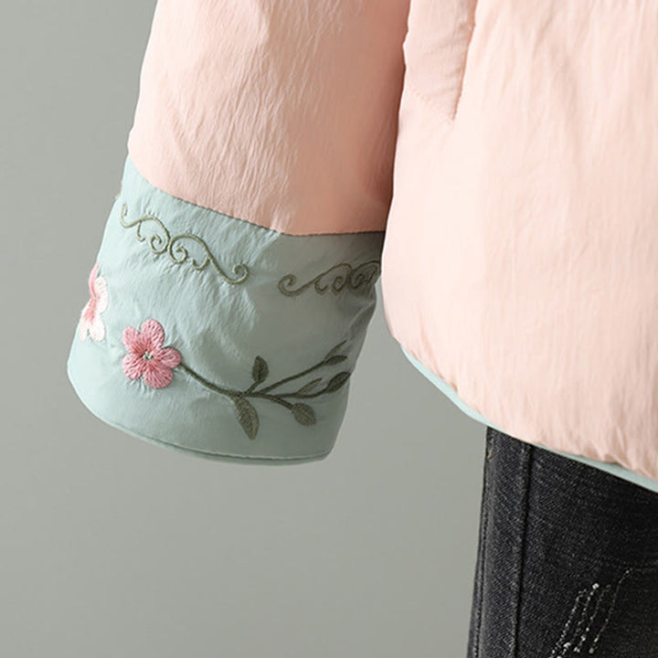 Veste thermique femme à manches longues avec poches, broderie de fleurs de pêcher et Buddha Stones - image 8