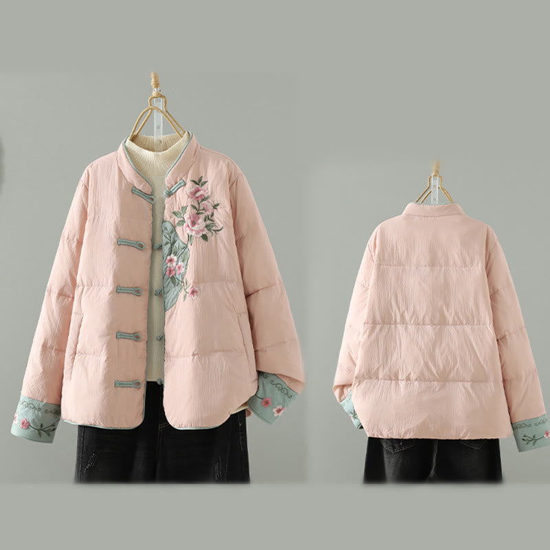 Veste thermique femme à manches longues avec poches, broderie de fleurs de pêcher et Buddha Stones - image 14
