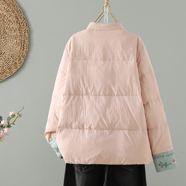 Veste thermique femme à manches longues avec poches, broderie de fleurs de pêcher et Buddha Stones - image 2