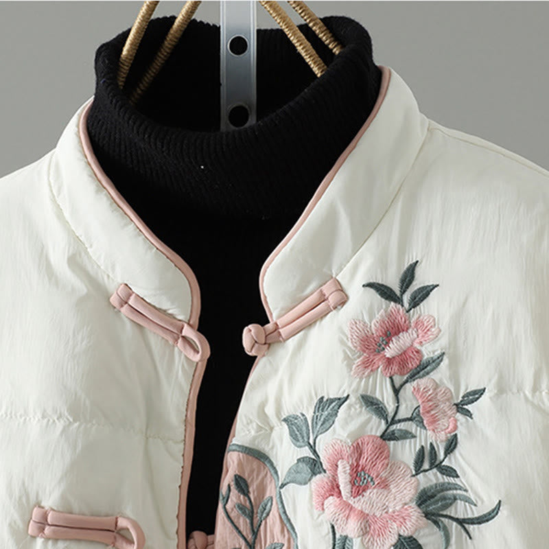 Veste thermique femme à manches longues avec poches, broderie de fleurs de pêcher et Buddha Stones - image 17