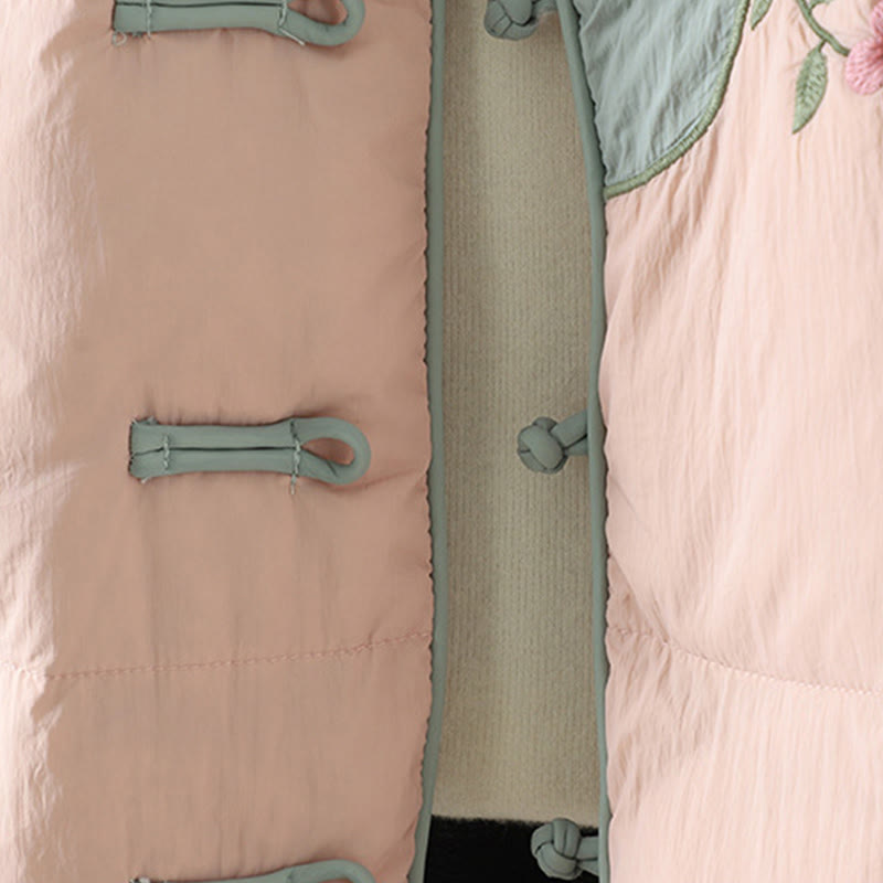 Veste thermique femme à manches longues avec poches, broderie de fleurs de pêcher et Buddha Stones - image 10