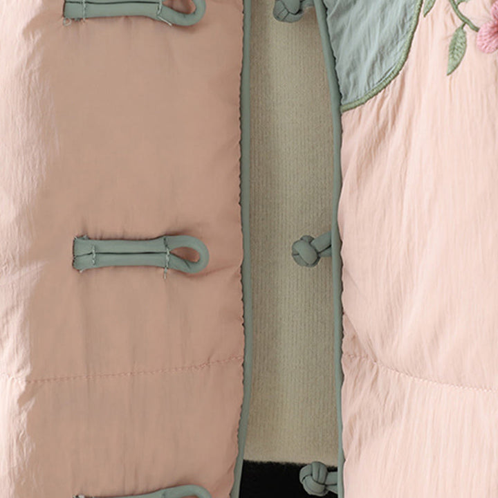 Veste thermique femme à manches longues avec poches, broderie de fleurs de pêcher et Buddha Stones - image 10